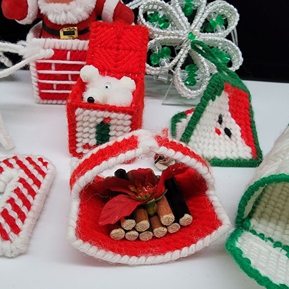 Handmade Christmas Ornaments Canvas Crafts Santa Stars Candy Canes Mailbox - Picture 4 of 6